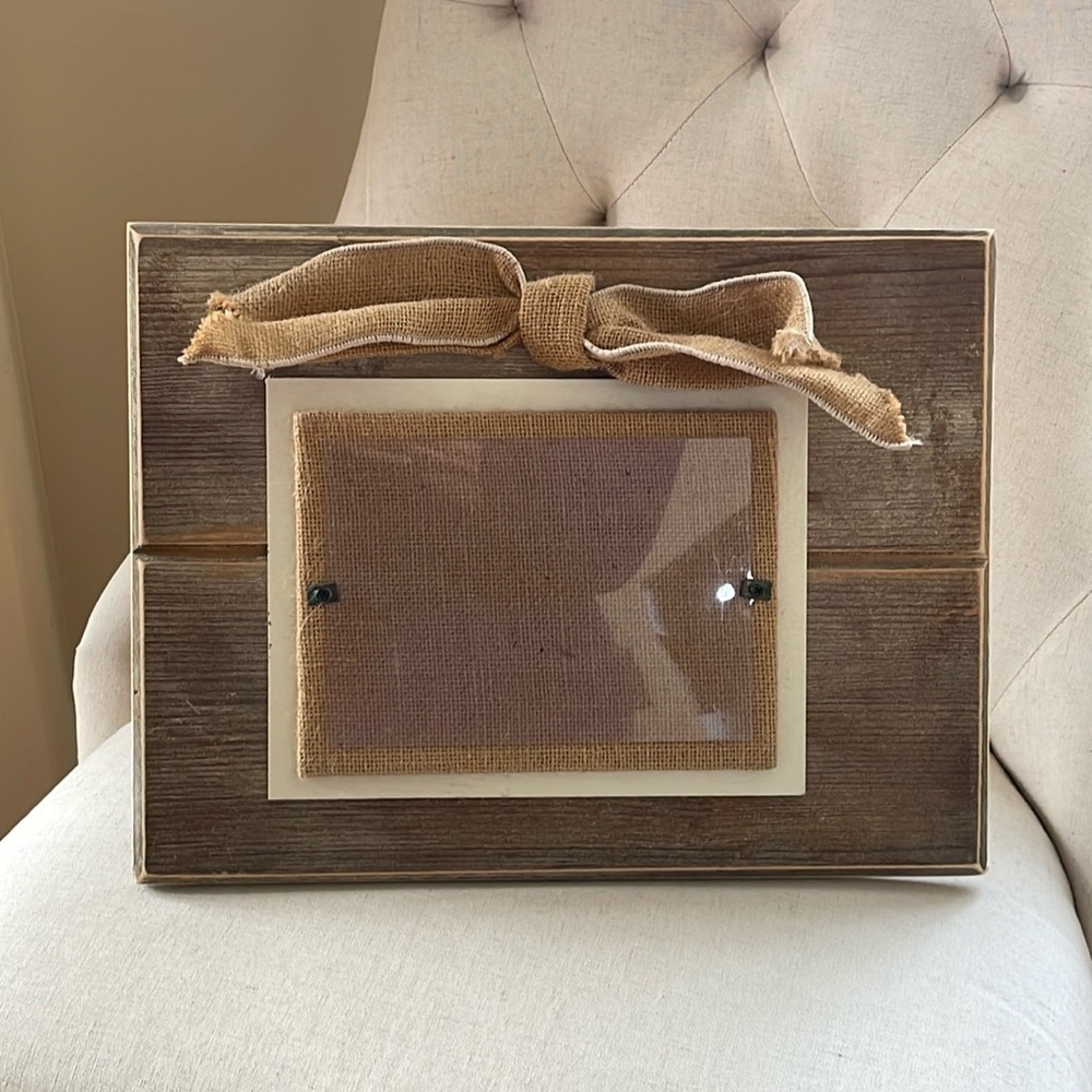 Rustic Barnwood Burlap Photo Frame